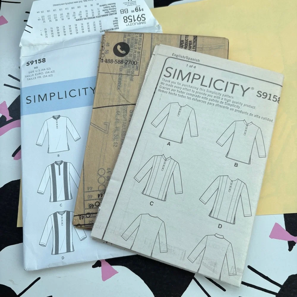 Simplicity Pattern S9158 BB for Men’s Shirts